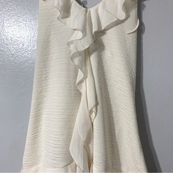 🛍️ MICAS Halter-back Cascading Ruffles Mini Ivory Dress - Size L - Picture 5 of 13